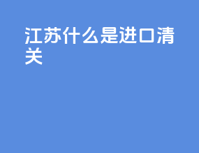 江苏什么是进口清关