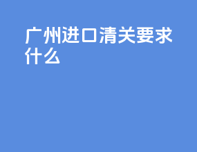 广州进口清关要求什么