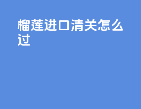 榴莲进口清关怎么过
