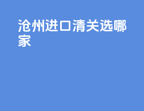 沧州进口清关选哪家