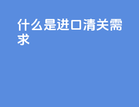 什么是进口清关需求