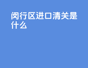 闵行区进口清关是什么