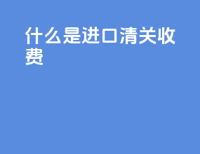 什么是进口清关收费