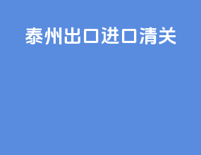 泰州出口进口清关