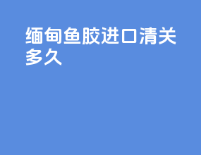 缅甸鱼胶进口清关多久