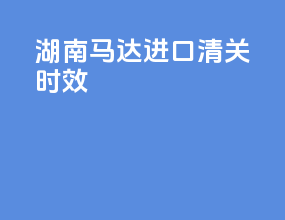 湖南马达进口清关时效
