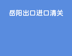 岳阳出口进口清关