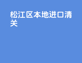 松江区本地进口清关