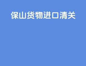 保山货物进口清关