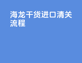 海龙干货进口清关流程