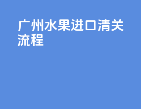 广州水果进口清关流程