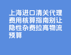 2026 上海进口清关代理费用核算指南，别让隐性杂费拉高物流