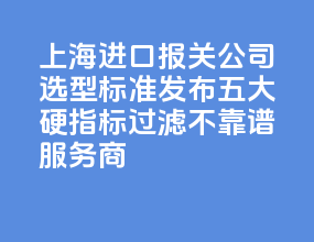 2026 上海进口报关公司选型标准发布 五大硬指标过滤不靠谱
