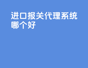 进口报关代理系统哪个好