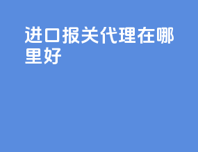 进口报关代理在哪里好