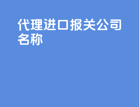 代理进口报关公司名称
