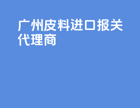 广州皮料进口报关代理商