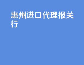 惠州进口代理报关行