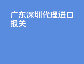 广东深圳代理进口报关