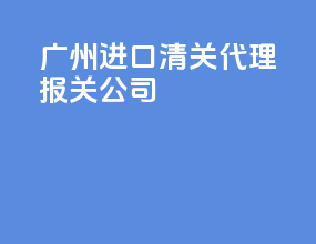 广州进口清关代理报关公司