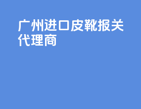 广州进口皮靴报关代理商