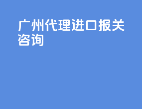 广州代理进口报关咨询