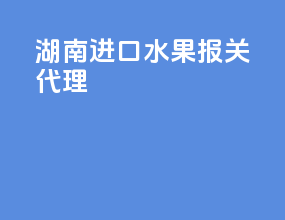 湖南进口水果报关代理