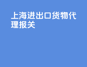 上海进出口货物代理报关