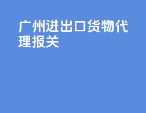 广州进出口货物代理报关