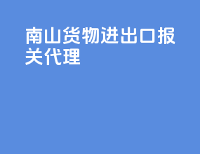 南山货物进出口报关代理
