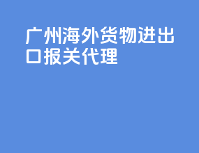 广州海外货物进出口报关代理