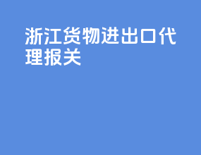 浙江货物进出口代理报关