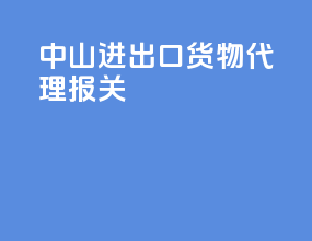 中山进出口货物代理报关