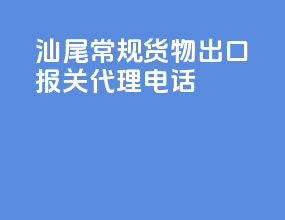 汕尾常规货物出口报关代理电话