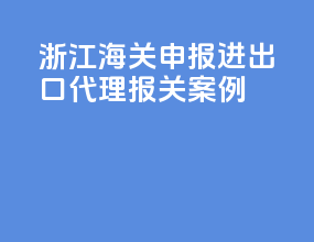 浙江海关申报进出口代理报关案例