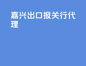 嘉兴出口报关行代理