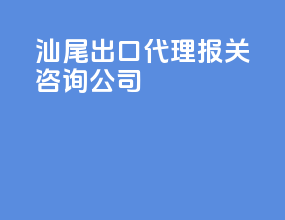汕尾出口代理报关咨询公司