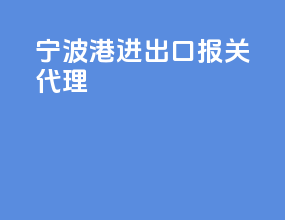 宁波港进出口报关代理