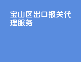 宝山区出口报关代理服务
