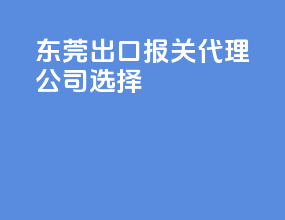 东莞出口报关代理公司选择