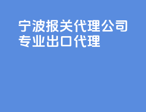 宁波报关代理公司专业出口代理