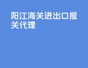 阳江海关进出口报关代理