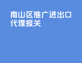 南山区推广进出口代理报关