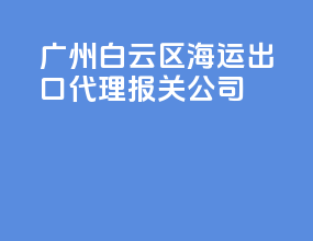 广州白云区海运出口代理报关公司