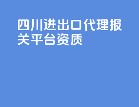 四川进出口代理报关平台资质