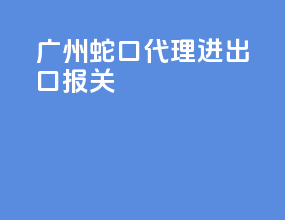 广州蛇口代理进出口报关