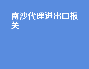 南沙代理进出口报关
