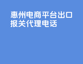 惠州电商平台出口报关代理电话