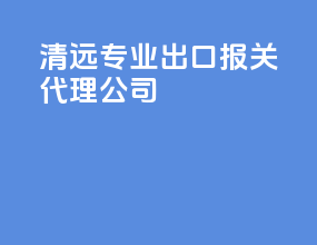 清远专业出口报关代理公司