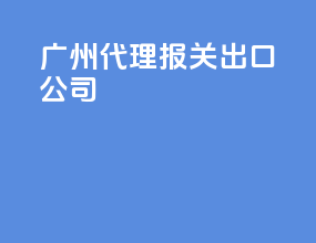 广州代理报关出口公司